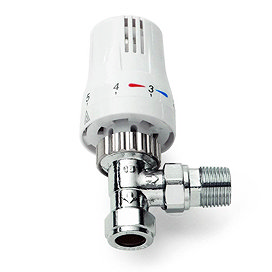 White Thermostatic Radiator Valve - 15mm Angled TRV Large Image