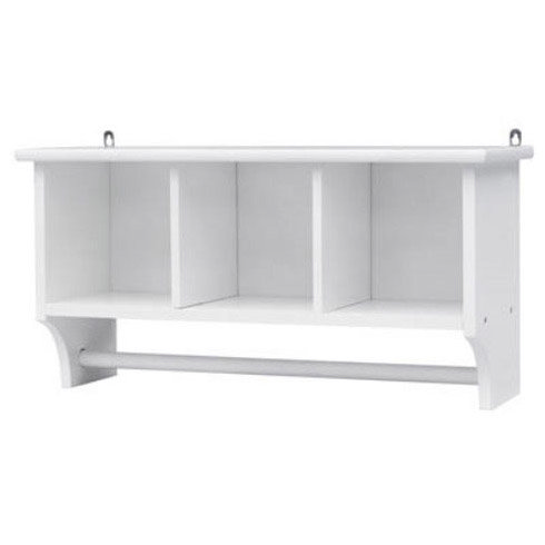 White Wood Bathroom Organiser w/ 3 Compartments and Towel Holder - 1601244 Large Image