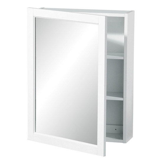 White Wood Mirrored Wall Cabinet with Two Inner Shelves - 2402059 Large Image