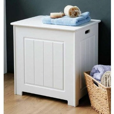 White Wood Storage Chest with Hinged Lid - 2400943 Profile Large Image