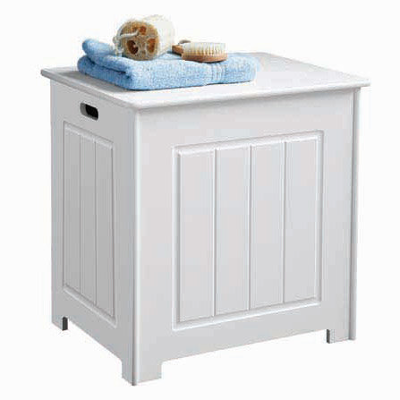 White Wood Storage Chest with Hinged Lid - 2400943 Large Image