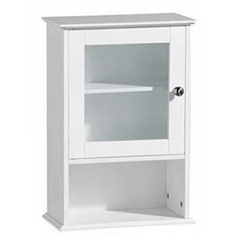 White Wood Wall Cabinet with Single Glass Door - 2402057 Medium Image