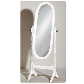 White Wooden Free Standing Full Length Cheval Mirror - 2400159 Medium Image