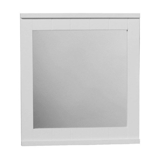 White Wood Wall Mirror - 1600960 Large Image