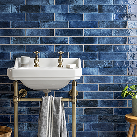 Willaton Rustic Blue Gloss Wall Tiles 65 x 250mm