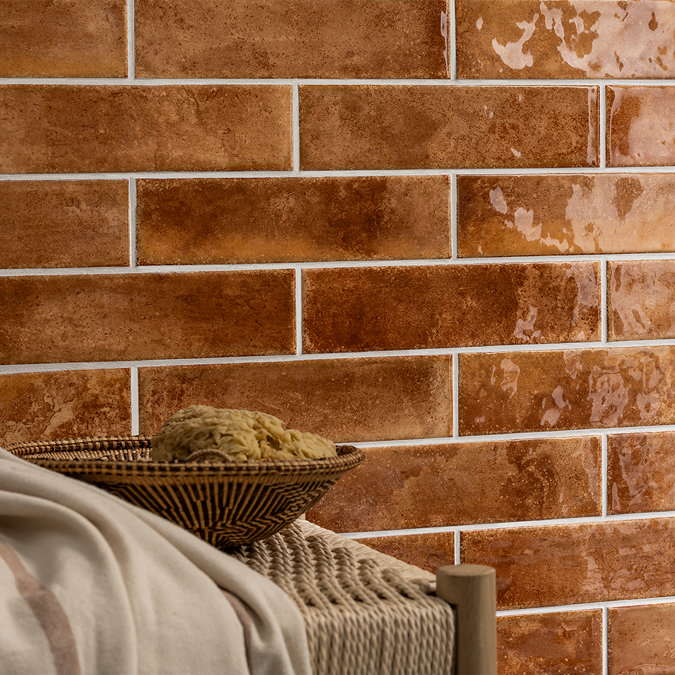 Willaton Rustic Brown Gloss Wall Tiles 65 x 250mm