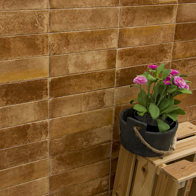 Willaton Rustic Brown Gloss Wall Tiles 65 x 250mm