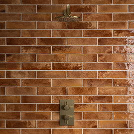 Willaton Rustic Brown Gloss Wall Tiles 65 x 250mm