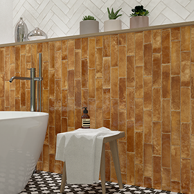 Willaton Rustic Brown Gloss Wall Tiles 65 x 250mm