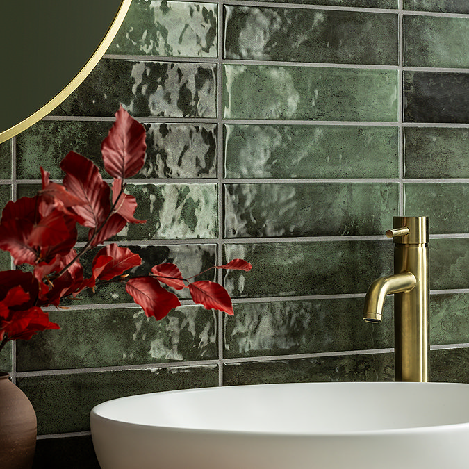 Willaton Rustic Forest Green Gloss Wall Tiles 65 x 250mm