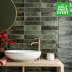 Willaton Rustic Forest Green Gloss Wall Tiles 65 x 250mm