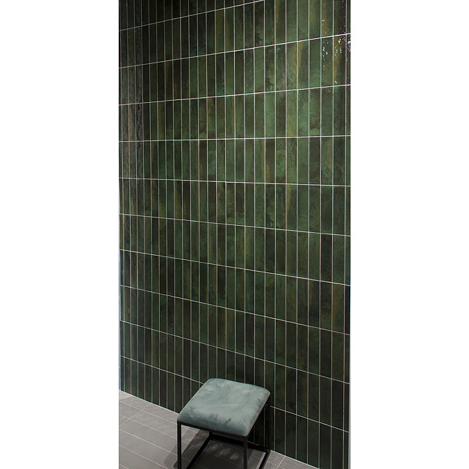 Willaton Rustic Green Gloss Wall Tiles 65 x 250mm