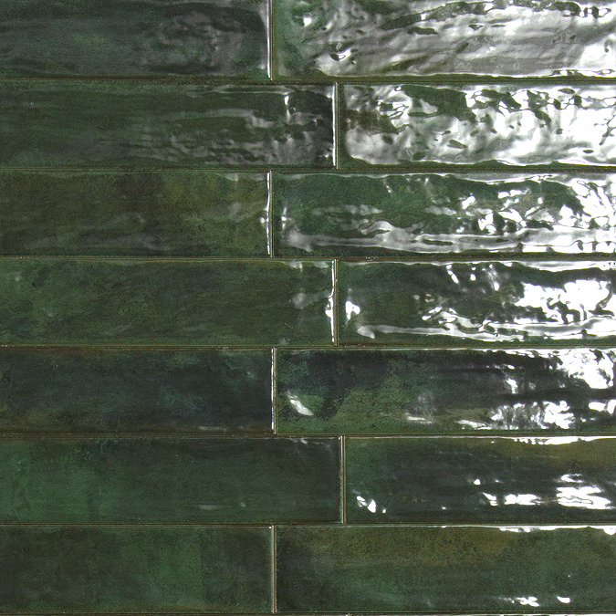 Willaton Rustic Green Gloss Wall Tiles 65 x 250mm