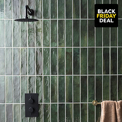 Willaton Rustic Green Gloss Wall Tiles 65 x 250mm