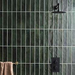 Willaton Rustic Green Gloss Wall Tiles 65 x 250mm