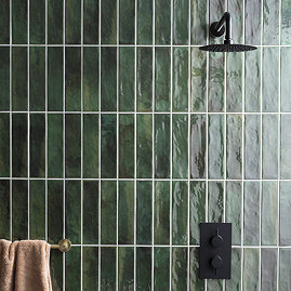 Willaton Rustic Green Gloss Wall Tiles 65 x 250mm