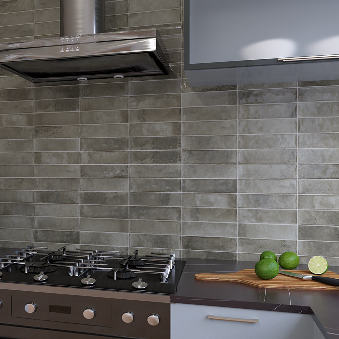 Willaton Rustic Grey Gloss Wall Tiles 65 x 250mm