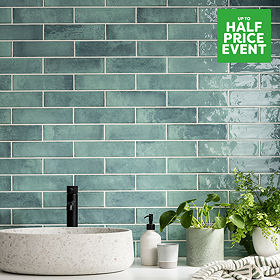 Willaton Rustic Sage Gloss Wall Tiles 65 x 250mm