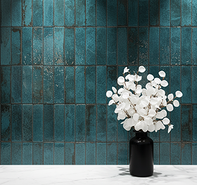 Willaton Rustic Teal Gloss Wall Tiles 65 x 250mm