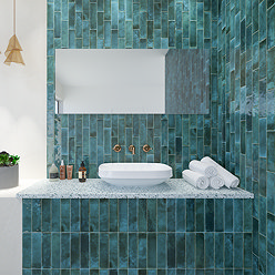 Willaton Rustic Turquoise Gloss Wall Tiles 65 x 250mm