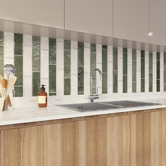 Willaton Rustic White Gloss Wall Tiles 65 x 250mm