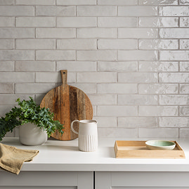 Willaton Rustic White Gloss Wall Tiles 65 x 250mm