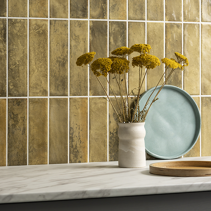 Willaton Rustic Yellow Ochre Gloss Wall Tiles 65 x 250mm