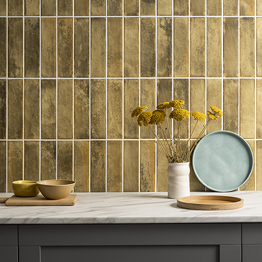 Willaton Rustic Yellow Ochre Gloss Wall Tiles 65 x 250mm