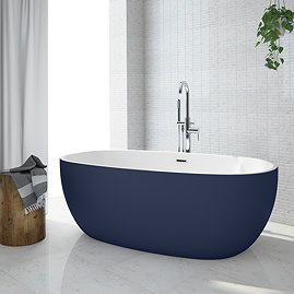 Wincenzo Curved Freestanding Bath – 1700 x 850mm, Matt Blue