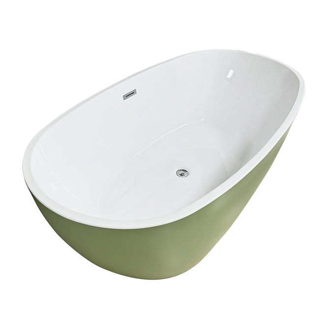 Wincenzo Curved Freestanding Bath – 1700 x 850mm, Matt Pale Green