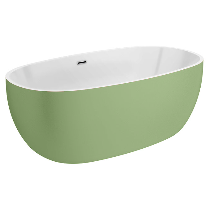 Wincenzo Curved Freestanding Bath – 1700 x 850mm, Matt Pale Green