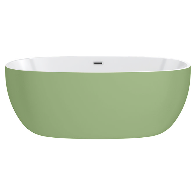 Wincenzo Curved Freestanding Bath – 1700 x 850mm, Matt Pale Green