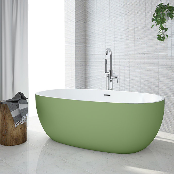Wincenzo Curved Freestanding Bath – 1700 x 850mm, Matt Pale Green