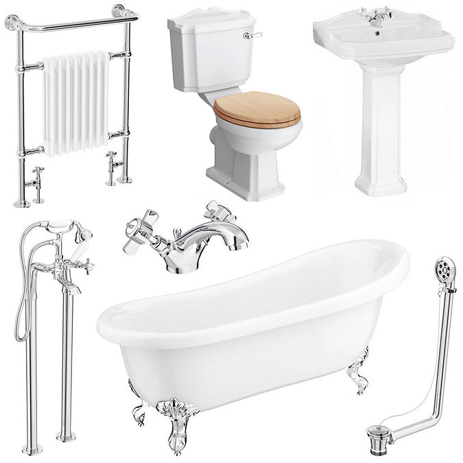 Winchester Complete Roll Top Bathroom Package (1710mm) - 1TH Basin Large Image