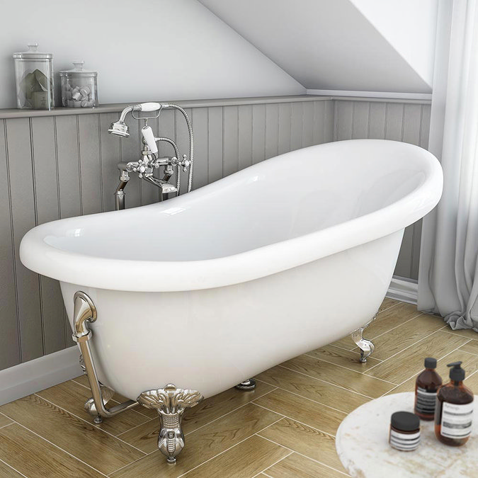 Winchester Traditional Free Standing Roll Top Slipper Bathroom Suite (1550mm)  In Bathroom Large Ima