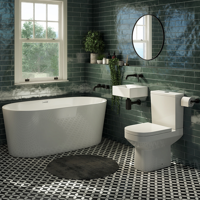 Brooklyn 1500 x 750mm Small Double Ended Free Standing Bath  In Bathroom Large Image