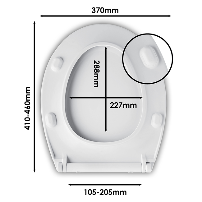 Wirquin Everest Lock+ Round Toilet Seat with Soft Close Metal Hinges