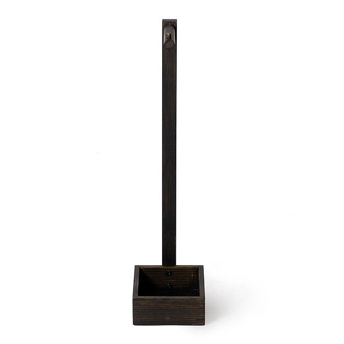 Wooden Freestanding Toilet Roll Holder Dark Oak Feature Large Image