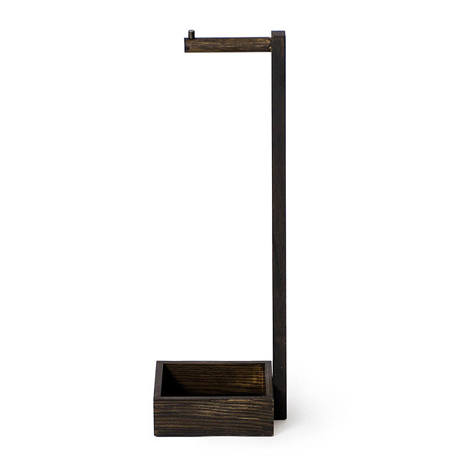 Wooden Freestanding Toilet Roll Holder Dark Oak  In Bathroom Large Image