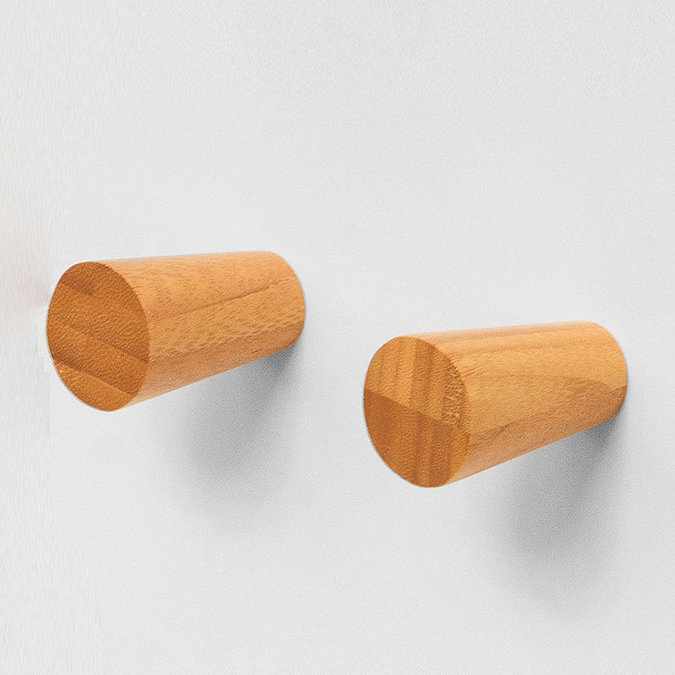 Wooden Robe Hooks Bamboo (Pack of 2) Large Image