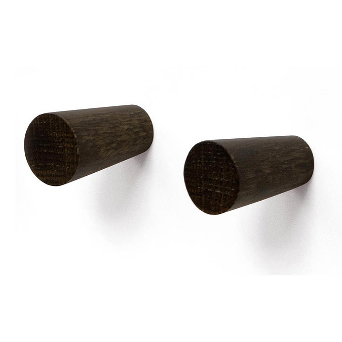 Wooden Robe Hooks Dark Oak (Pack of 2) Large Image