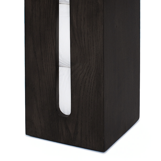 Wooden Spare Toilet Roll Storage Box Dark Oak