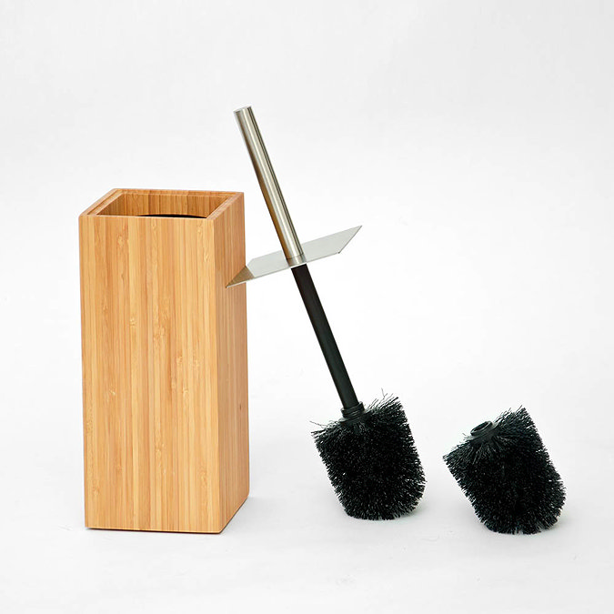Wooden Toilet Brush & Holder Bamboo  In Bathroom Large Image