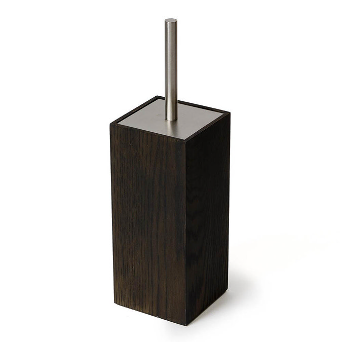 Wooden Toilet Brush & Holder Dark Oak Large Image