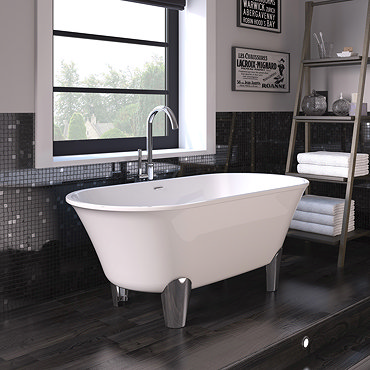 Wycombe 1595 Double Ended Bath with Chrome Feet Profile Large Image