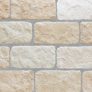 Wyndhurst Beige Cobble Stone Effect Anti-slip Wall and Floor Tiles 113 x 226mm
