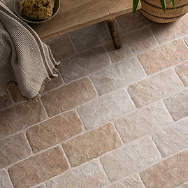 Wyndhurst Beige Cobble Stone Effect Anti-slip Wall and Floor Tiles 113 x 226mm