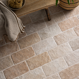 Wyndhurst Beige Cobble Stone Effect Anti-slip Wall and Floor Tiles 113 x 226mm