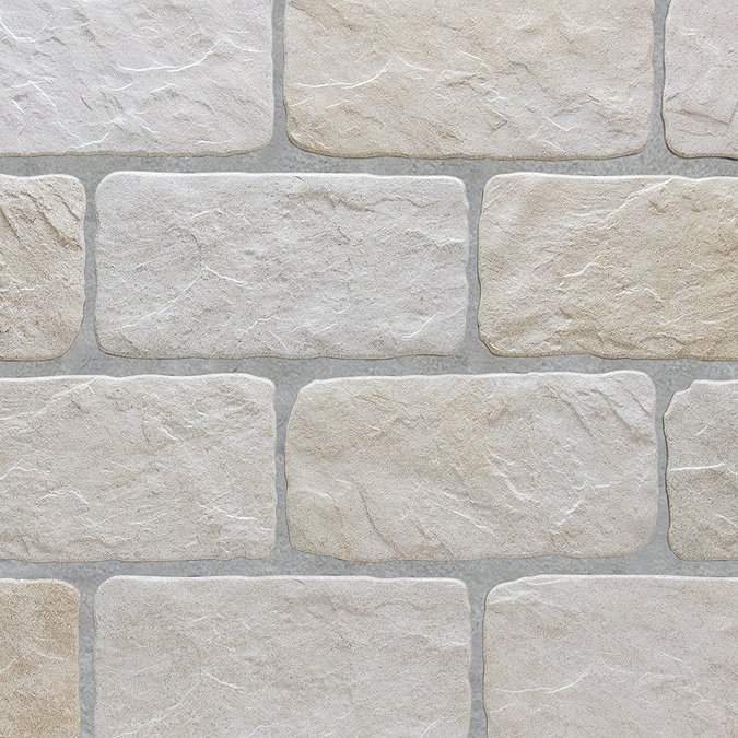 Wyndhurst White Cobble Stone Effect Anti-slip Wall and Floor Tiles 113 x 226mm
