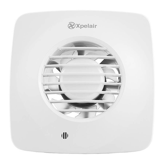 Xpelair DX100HTS Simply Silent 4" Square Bathroom Extractor Fan with Humidistat, Timer & Wall Kit -
